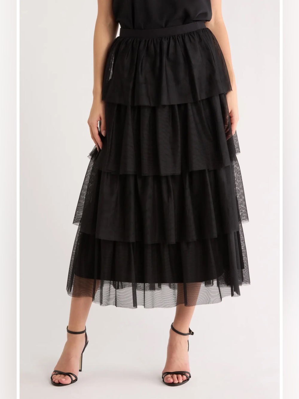 DR2 Black Layered Tulle Maxi Skirt